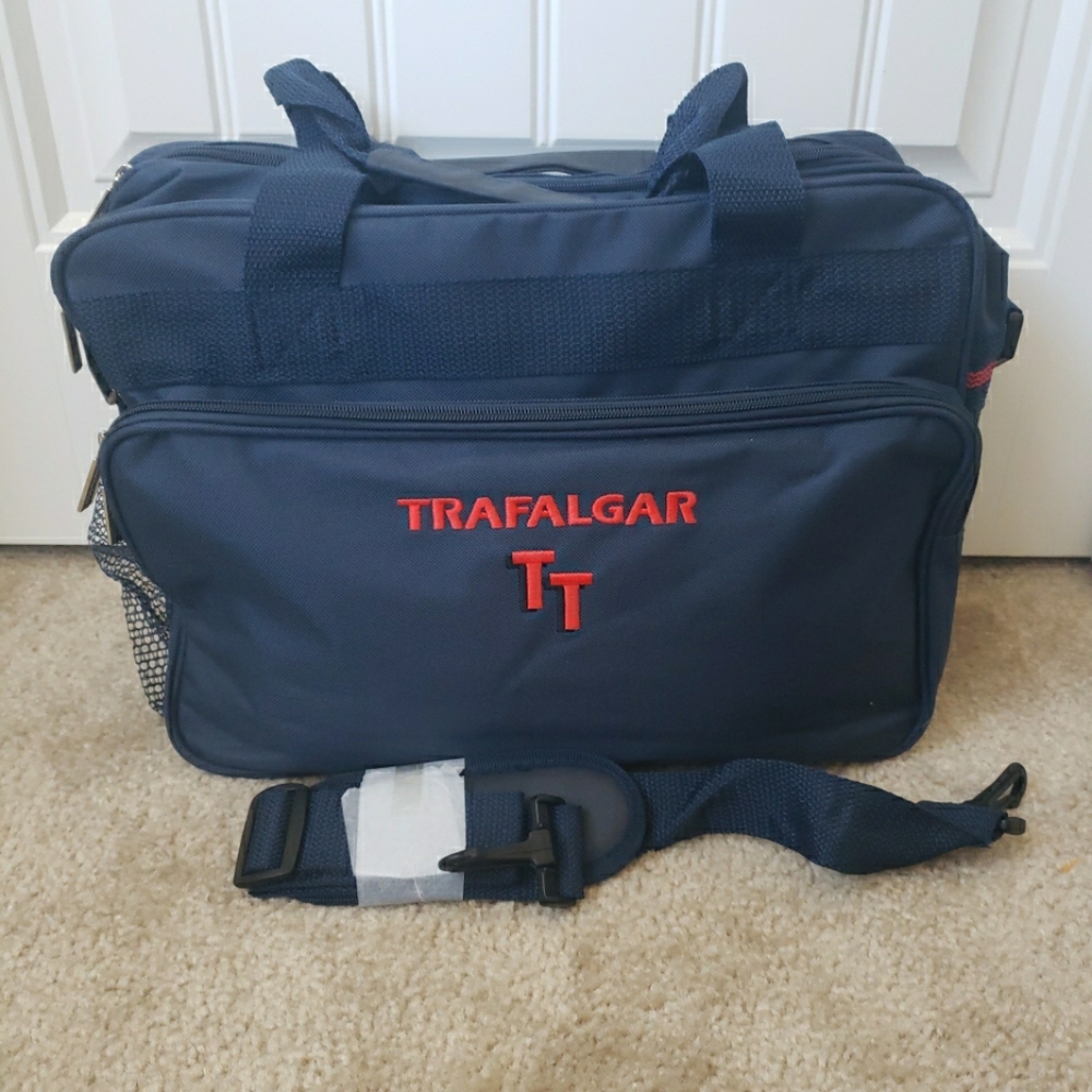 TRAFALGAR Tote Bag Messenger Laptop Dark Blue NWOT